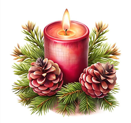 Kozalaklı Kırmızı Mum Duvar Stickerı