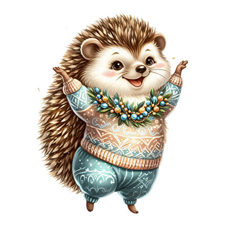 Mavi Giysili Kirpi Duvar Stickerı