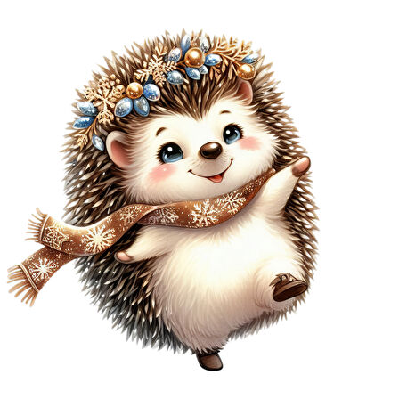 Şapkalı ve Atkılı Kirpi Duvar Stickerı