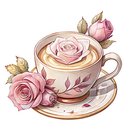 Gül Çiçekli Çay Fincanı