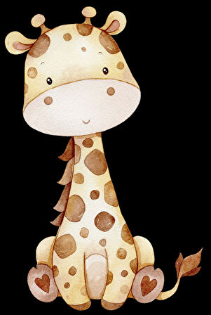 Oturan Zürafa Duvar Stickerı