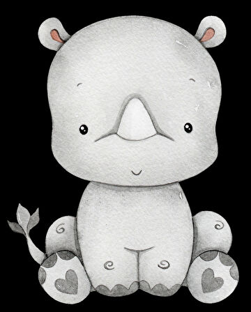 Oturan Gergedan Duvar Stickerı