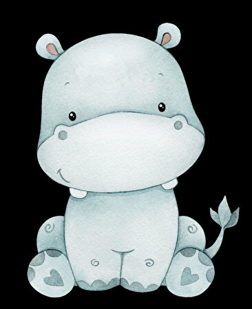 Oturan Su Aygırı Duvar Stickerı