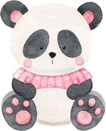 Pembe Kazaklı Panda Duvar Stickerı
