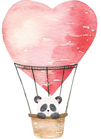 Balon Sepetinde Panda Duvar Stickerı