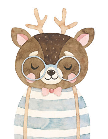 Gözlüklü Geyik Duvar Stickerı