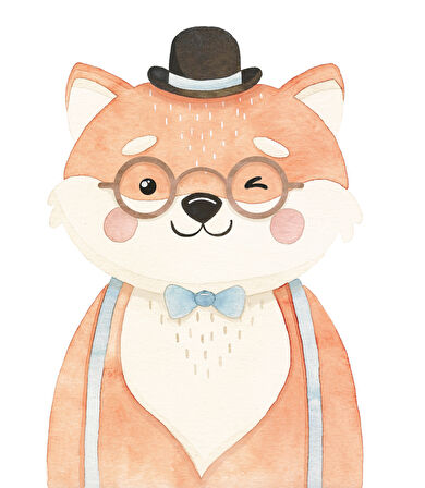 Gözlüklü Tilki Duvar Stickerı