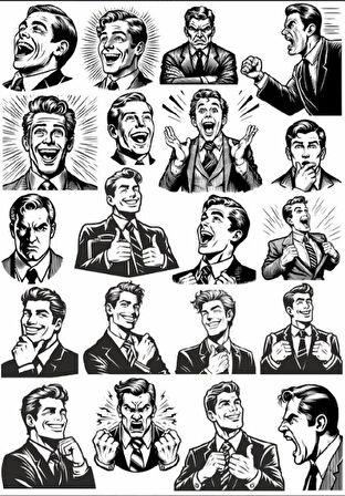 Siyah Beyaz Adam Sticker Set