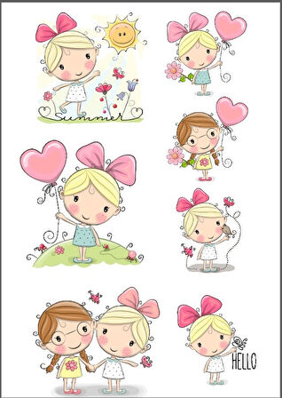 Sevimli Kızlar Sticker Set