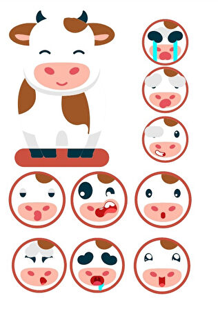 İnek Sticker Set