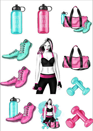 Sporcu Kız Sticker Set