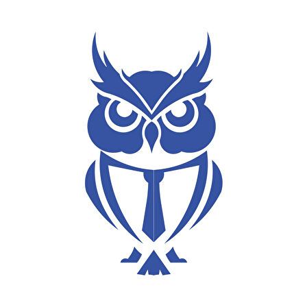 Kıravatlı Baykuş Sticker 17x17 Cm Mavi