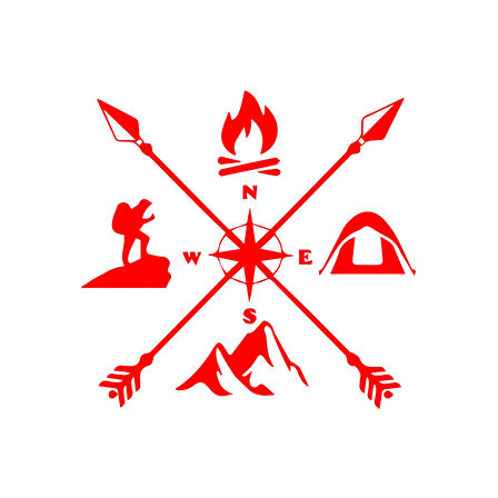 Kamp Sticker 17x17 Cm Kırmızı