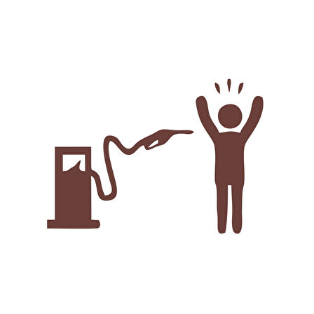 Ateş Eden Pompa Sticker 17x17 Cm Kahverengi