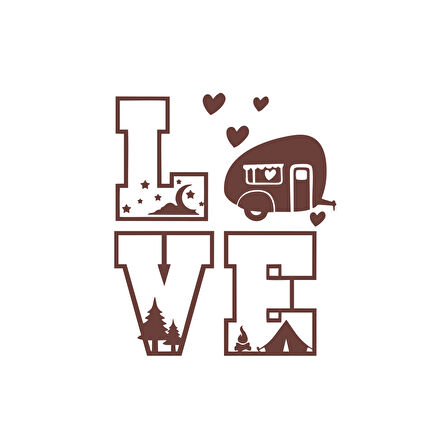 Love Sticker 17x17 Cm Kahverengi