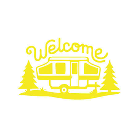 Welcome Karavan Sticker 17x17 Cm Sarı