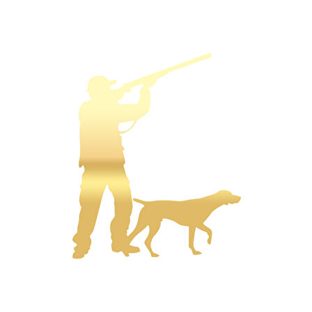 Avcı ve Av köpeği Sticker 17x17 Cm Gold