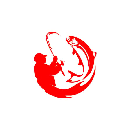 Balıkçı Balık Yakalayan Adam Sticker 17x17 Cm Kırmızı