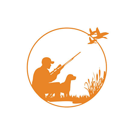 Avcı ve Av köpeği Sticker 17x17 Cm Turuncu