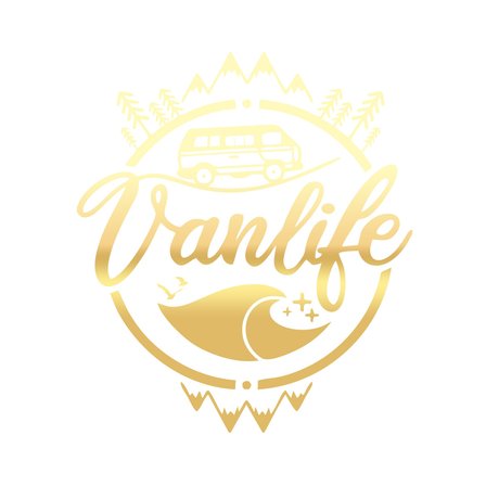 Vanlife Karavan Sticker 17x17 Cm Gold