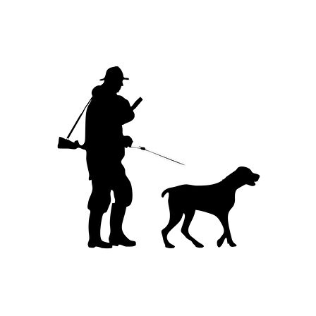 Avcı ve Av köpeği Sticker 17x17 Cm Siyah