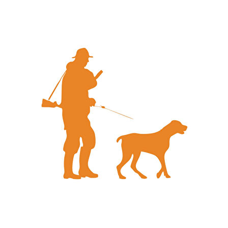 Avcı ve Av köpeği Sticker 17x17 Cm Turuncu