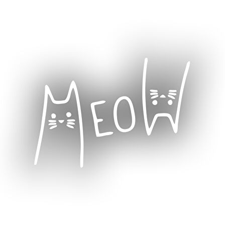 Meow Kedi Sticker 17x17 Cm Beyaz