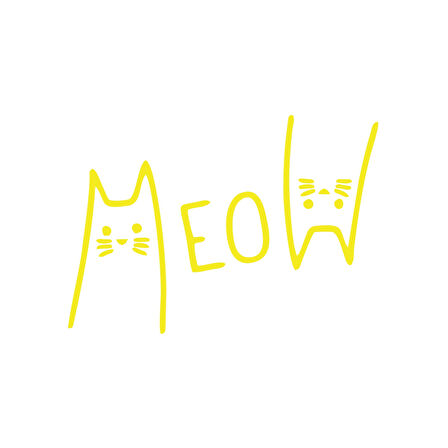 Meow Kedi Sticker 17x17 Cm Sarı