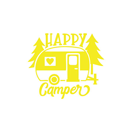 Happy Camper Sticker 17x17 Cm Sarı
