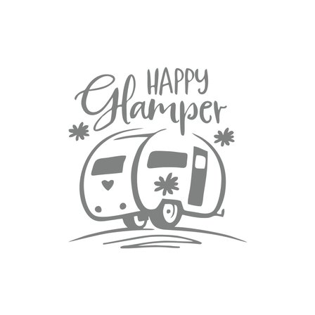 Happy Camper Sticker 17x17 Cm Gri