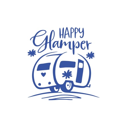 Happy Camper Sticker 17x17 Cm Mavi