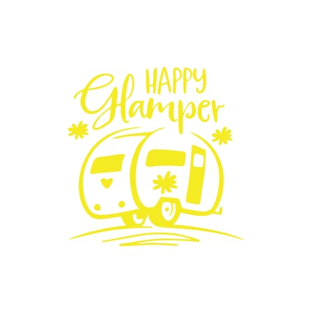 Happy Camper Sticker 17x17 Cm Sarı