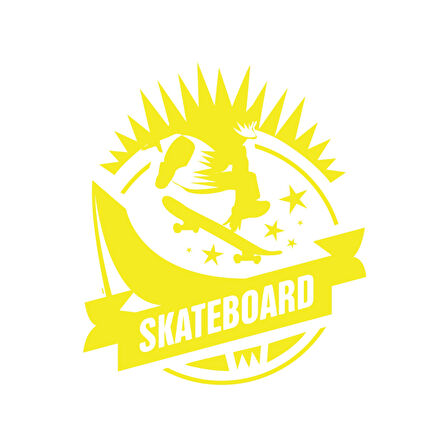 Skate Board Sticker 17x17 Cm Sarı