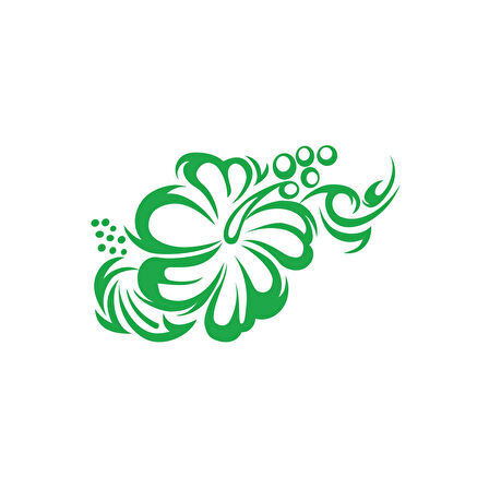 Hibiskus Çiçeği Sticker 17x17 Cm Yeşil