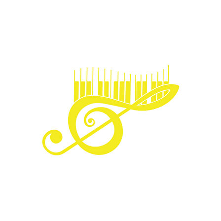 Müzik ve Nota Sticker 17x17 Cm Sarı