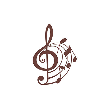Müzik ve Nota Sticker 17x17 Cm Kahverengi