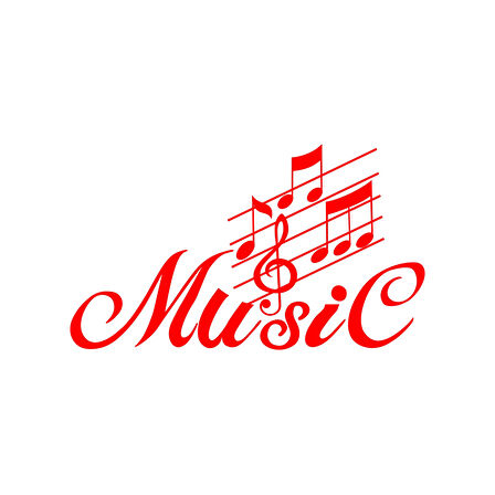 Müzik ve Nota Sticker 17x17 Cm Kırmızı