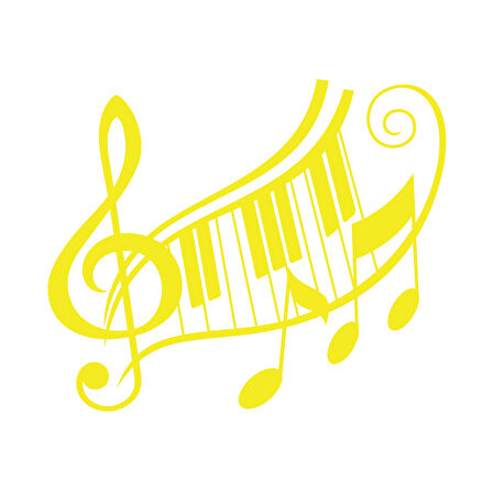 Müzik ve Nota Sticker 17x17 Cm Sarı