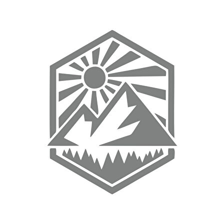 Dağ ve Güneş Sticker 17x17 Cm Gri