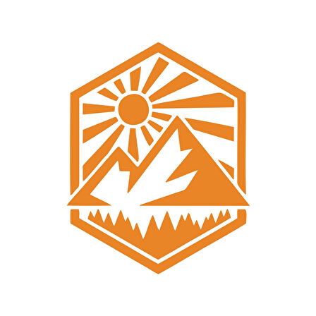 Dağ ve Güneş Sticker 17x17 Cm Turuncu