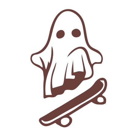 Kayak Yapan Hayalet Sticker 17x17 Cm Kahverengi