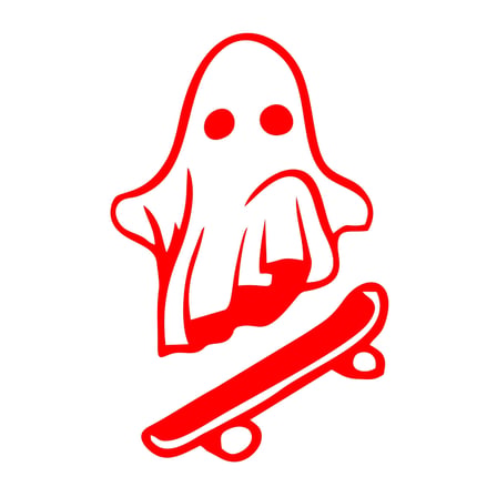 Kayak Yapan Hayalet Sticker 17x17 Cm Kırmızı