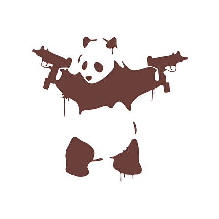 S*lahlı Panda Sticker 17x17 Cm Kahverengi