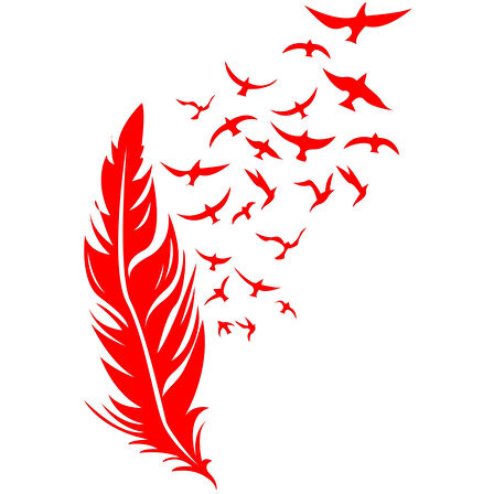 Tüyden Uçan Kuşlar Sticker 17x17 Cm Kırmızı