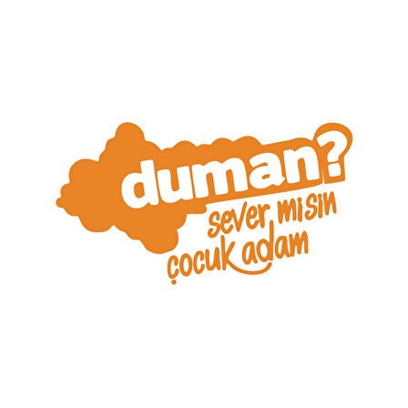 Duman Sever Misin Çocuk Adam Araba Sticker 17x17 Cm Turuncu