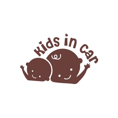 Kids In Car Araba Sticker 17x17 Cm Kahverengi