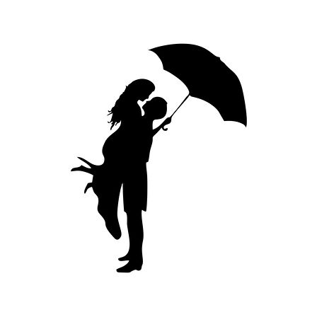 Romantik Araba Sticker 17x17 Cm Siyah