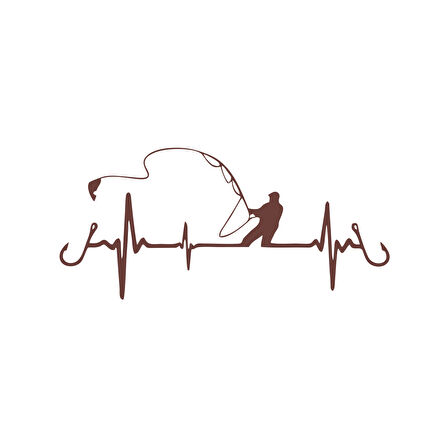 Balıkçılık Araba Sticker 17x17 Cm Kahverengi