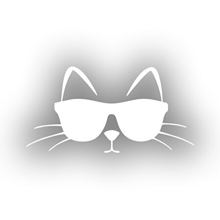 Güneş Gözlüğü Takan Kedi Araba Sticker 17x17 Cm Beyaz