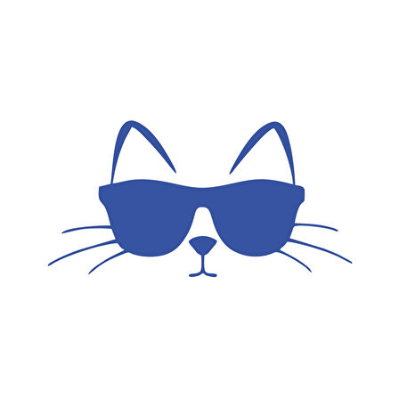 Güneş Gözlüğü Takan Kedi Araba Sticker 17x17 Cm Mavi